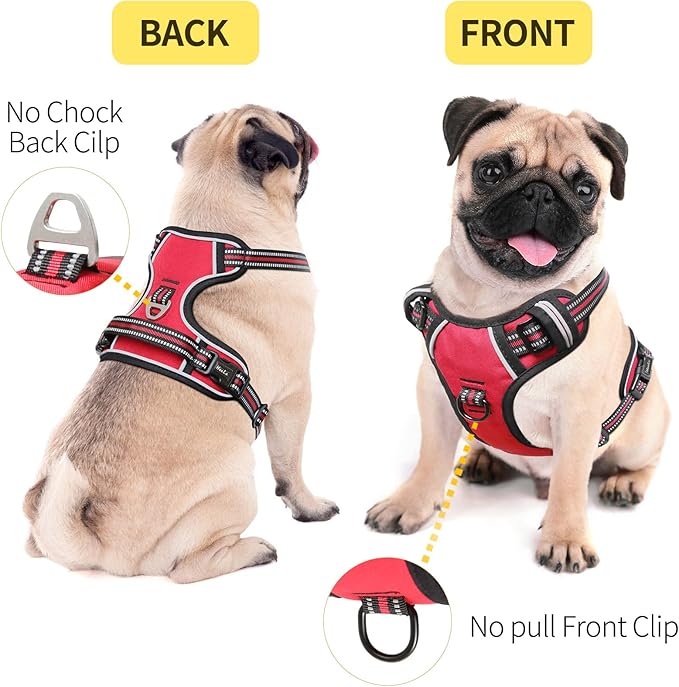 HEELE Dog Harness Harness for Small Dogs No Pull Dog Vest Harness for Small Dog with Soft Handle Reflective for Outdoor Training, Red, XS