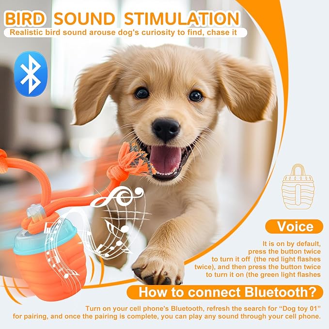 Interactive Dog Toys, [2025 Newly Upgraded] Interactive Dog Ball for Medium/Large Dogs, Automatic Moving Dogs Toy Wicked Ball for Boredom & Training, Play Music, USB Rechargeable(Orange)