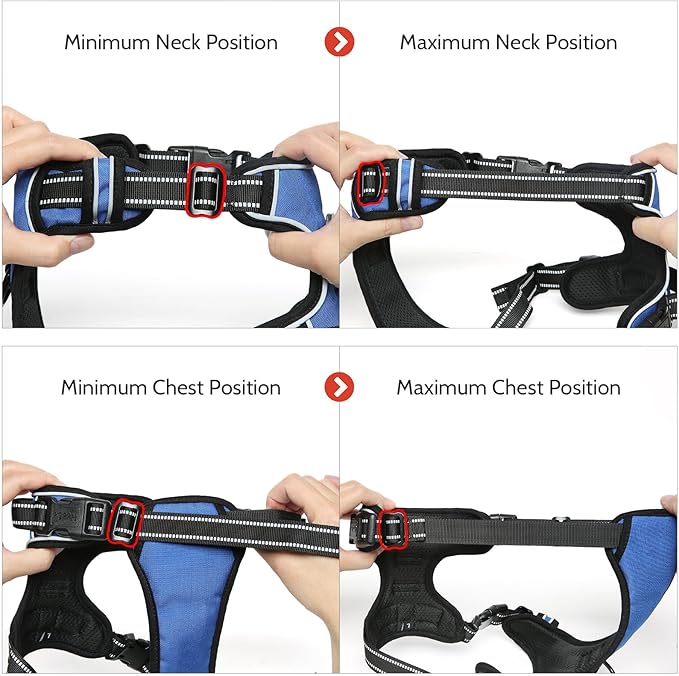 Timos Dog Harness for Large Dogs, No Pull Service Vest with Reflective Strips and Control Handle,No Choke Dog Harness with 2 Metal Rings for Easy Walking,Outdoor Training,Blue, XL