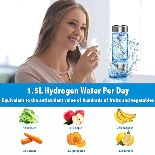 Hydrogen Water Bottle, Portable Hydrogen Water Bottle Generator, Advanced SPE/PEM Technology, Three-Minute Electrolysis, 420ml Hydrogen Water Bottle for Home, Office, Travel, Daily Drinking