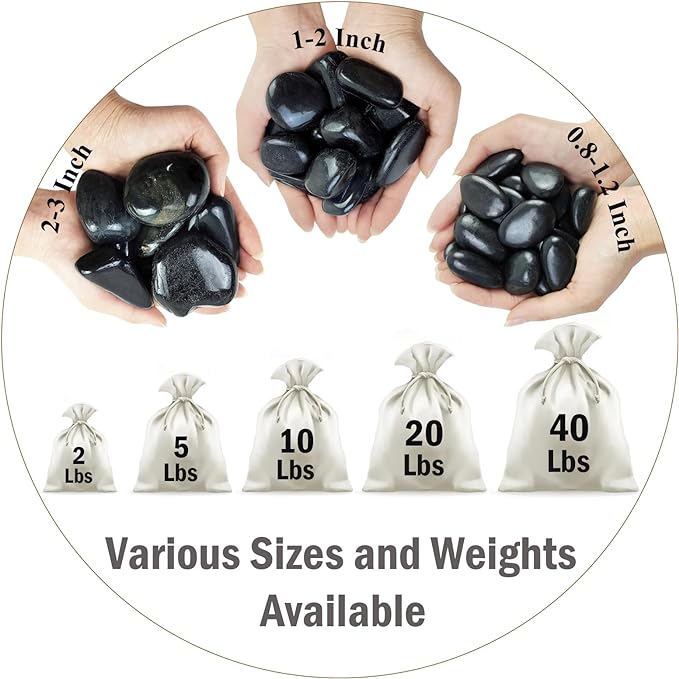 40 lbs Black River Rocks for Landscaping, 2-3 inch Pebbles for Indoor Plants, Large Decorative Stones for Planters Aquarium Fish Tank and Garden Rocks