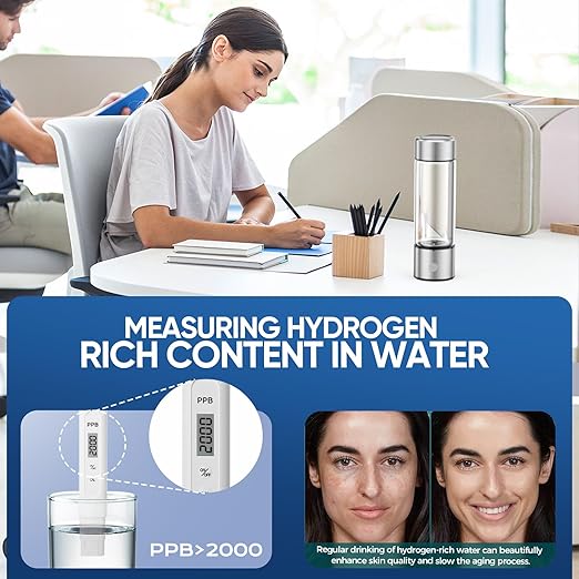 Hydrogen Water Bottle, 3-Min Fast Electrolysis Hydrogen Water Bottle Generator with Multicolored Lights, 420ml Portable Hydrogen Water Generator for Active Lifestyles, Gifts, Travel and Daily Use