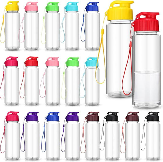 Mifoci 20 Pieces Water Bottle Bulk Plastic Water Bottles Bulk Gym Sports Adults Reusable Large Water Bottles with Leak Proof Flip Top for Party Outdoor(17 oz,Assorted Color)