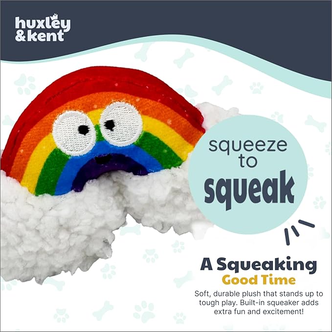 Huxley & Kent Interactive Crinkle Puppy Toys w/ Power Plush Tech - Cute Puppy Toys - Dog Toys for Enrichment (Happy Rainbow, Small)