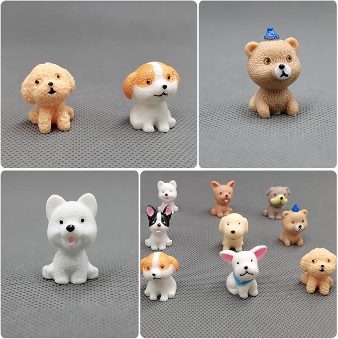 TOYANDONA 18pcs Artificial Puppies Toys for Kids - Mini Dog & Cat Animal Figures - Resin Small Animals - Child Crafts