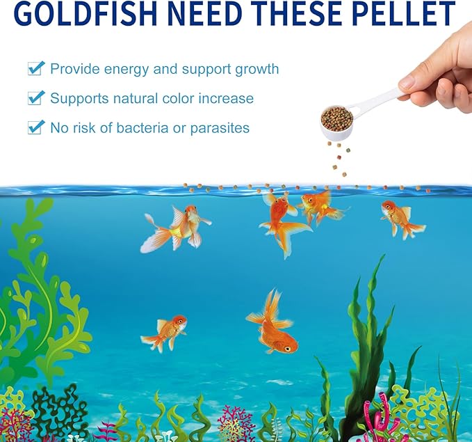Dylan's cabin Floating Goldfish Food Pellets 12oz - Pond Fish Food Growth Formula with Krill Spirulina Color Enhancing for Goldfish & Koi, Keep Clean Water