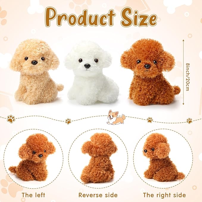 6 Pcs 8 Inch Stuffed Animal Plush Dog Puppy Soft Plush Pillow Toy Fluffy Puppy Set for Kids Girls Dog Theme Party Favor Birthday Baby Room Home Decor(Adorable Style,Retro Color)