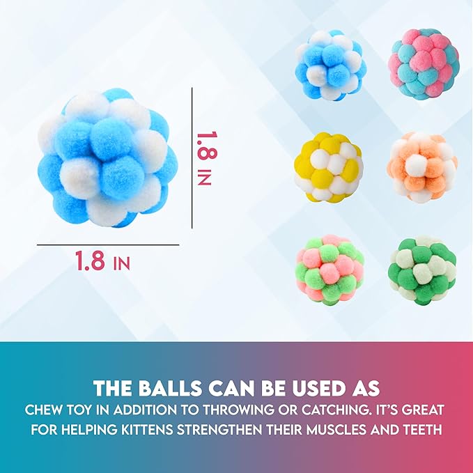 9PCS Cat Toys Set – Plush Balls & Catnip Toys for Indoor Cats and Kittens, Interactive Lightweight Play Balls with Bell, Soft & Durable Kitten Toys for Exercise and Fun