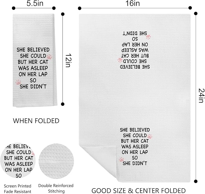 Cat Towels for Cat Lovers, Cat Kitchen Towels, Cat Mom Gifts, Cat Gifts for Cat Lovers Women, Cat Lady Gifts, Cat Hand Towels, Cat Dish Towels Tea Towels for Kitchen, 16x24 Inch