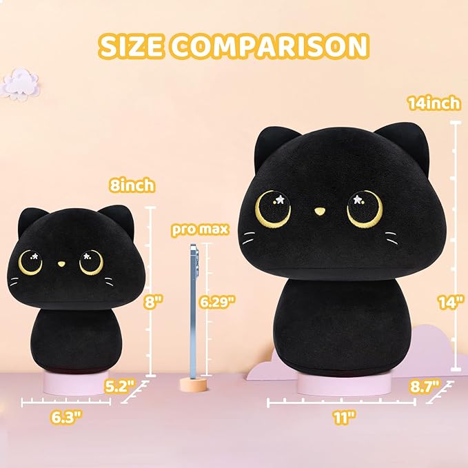 Squishy Cloud-Like Softness, Trending Kawaii Cat Mushroom Plush Pillow, A Must-Have Collectible for Young Adults, Perfect for Kids, Toddlers Girls, Stuffed Animal Decor (8")