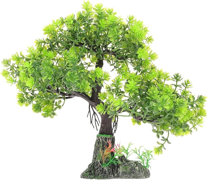 POPETPOP Artificial Aquarium Plant Plastic Water Plant Tree Fish Tank Bonsai Ornament Fish Tank Hideout Sushi Plate Decor for Aquarium Terrarium Landscape Green