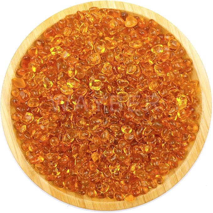 WAYBER Glass Stones, 1Lb/460g Irregular Sea Glass Pebbles Non-Toxic Artificial Crystal Stones for Vase Filler/Aquarium Decoration/Gems Displaying/Wishing Bottle Making, Orange