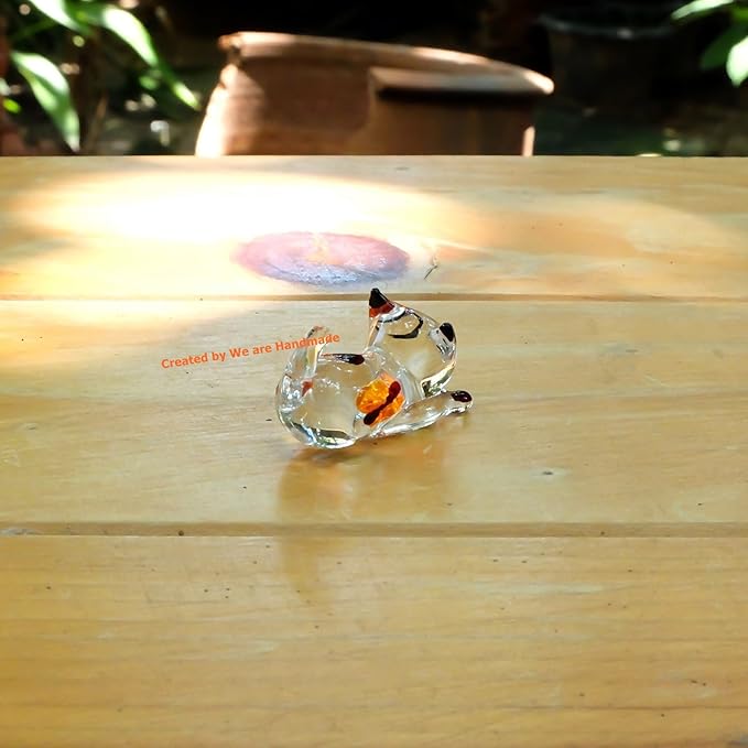 Handmade Cat Figures Glass Blown Art Chopstick Rest Dinner Decoration/Miniature Pet Animals/Collectible Figurines Gift Ideas/Tiny Ornament Cool Stuff Decor No.2