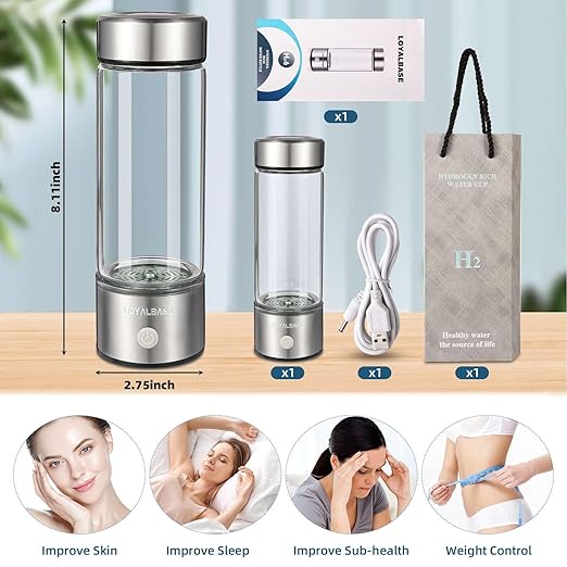 Hydrogen Water Bottle - Aqua Fusion,Hydrogen Water Generator,1800PPB,Hydrohealth Hydrogen Water Bottle,SPE PEM,Hydrogen Water Bottle Generator,Water Filter Pitcher,Glass Water Ionizer for Gifting
