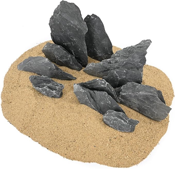 Natural Slate Stone Rocks 2 to 6 inch Aquariums Stone for Aquascaping,Terrariums,Reptile Enclosures,Paludariums, and Gardens-10lb
