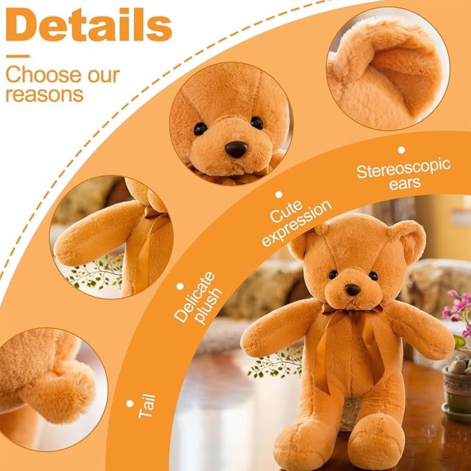 Teddy Bear Stuffed Animals 13“ Soft Cuddly Stuffed Plush Teddy Bear Cute Plush Toys Birthday Christmas Graduation Valentine’s Day Wedding Party Gifts