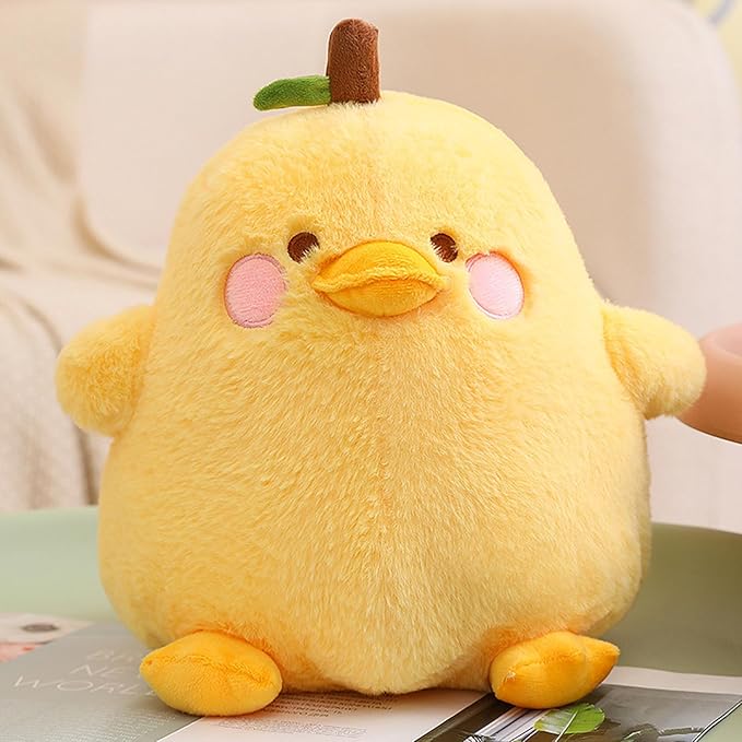 PEACH CAT Cute Fruit Pear Duck Plush Pillow Duck Stuffed Animal Toy for Kids Yellow 16"