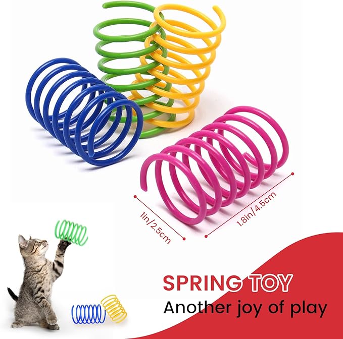 Interactive Cat Toys Ball for Indoor Cats Fast Rolling on Carpet，Colorful Plastic Spring Cat Toys 5Suit ，Automatic Kitten Toys for Bored Indoor Adult Cats，Motion Activated