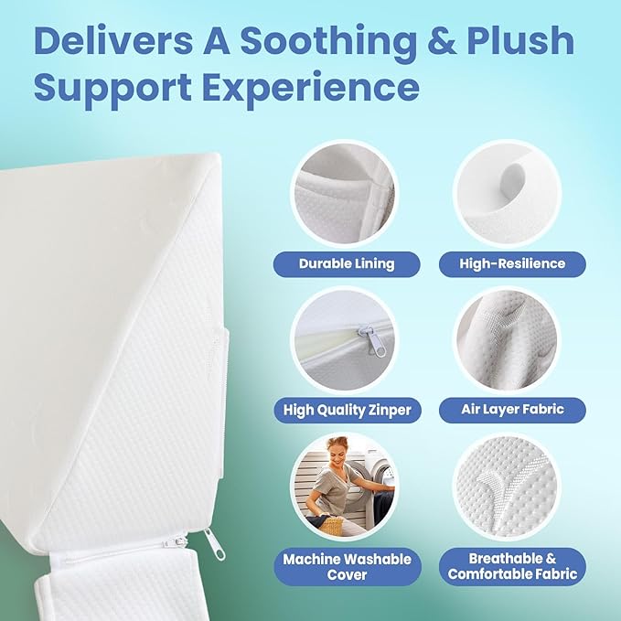 Wedge Pillow Headboard, Ultimate Comfort Bed Wedge Pillow for Headboard, Relaxation Bed Gap Filler for Twin(39"x10"x6"), Foam Pillow Wedge for Headboard Gap, Overall Bed Gap Filler.