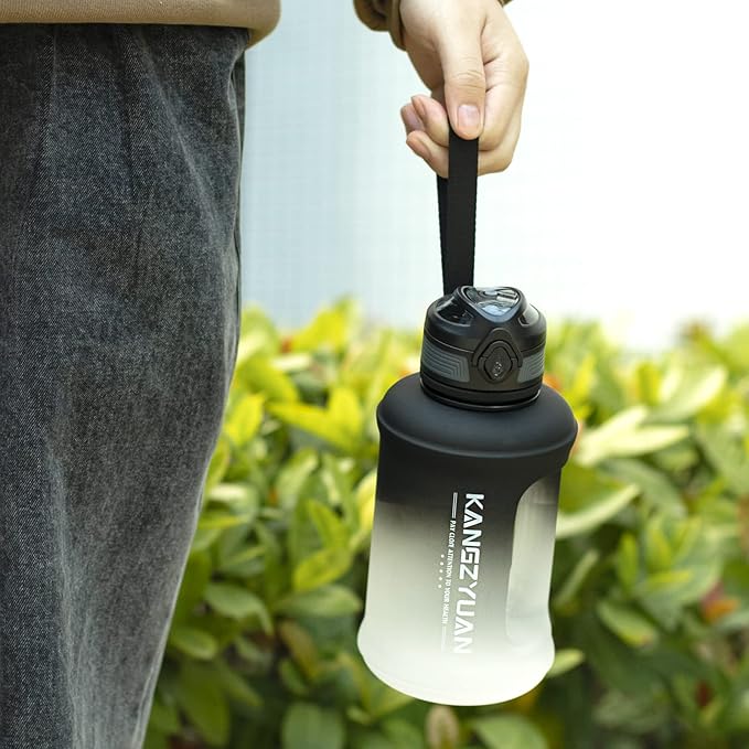 Mini Gallon Kids Water Bottle - 23oz, Small Durable for School, BPA-Free, Tritan, Leak-Proof, Wide-Mouth, Sports, & Outdoors - Designs for Boys & Girls (Black)