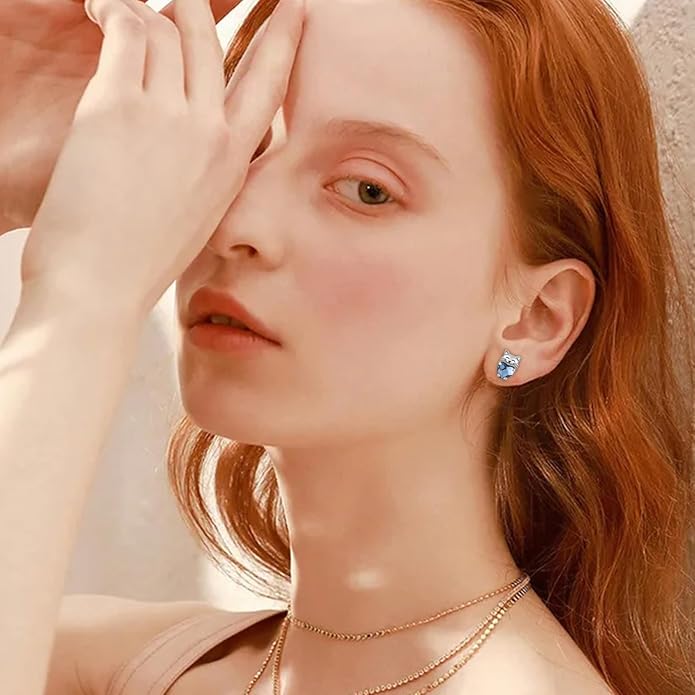 925 Sterling Silver Cat Earrings Cute Animal Kitten Stud Earrings cat Jewelry Gifts for Women Girls Hypoallergenic Earrings for Sensitive Ears