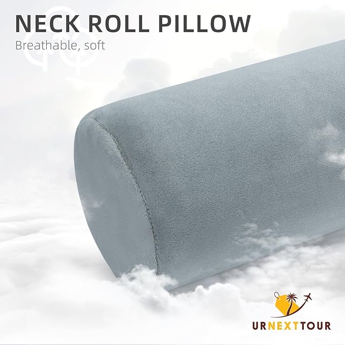 Cervical Neck Pillow Roll Memory Foam Support Round Pillows for Pain Relief Sleeping, Bed, Legs, Back and Yoga Grey 17 x 4.5 Inches
