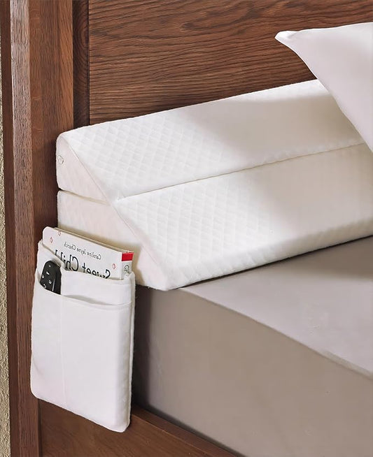 Adjustable Full Bed Wedge Pillow for Headboard Gap 0-8", 54"x10"x6" Bed Gap Filler Triangle Pillow Stopper, Fills The Gap Between Headboard and Mattress or Wall for Sleeping & Reading