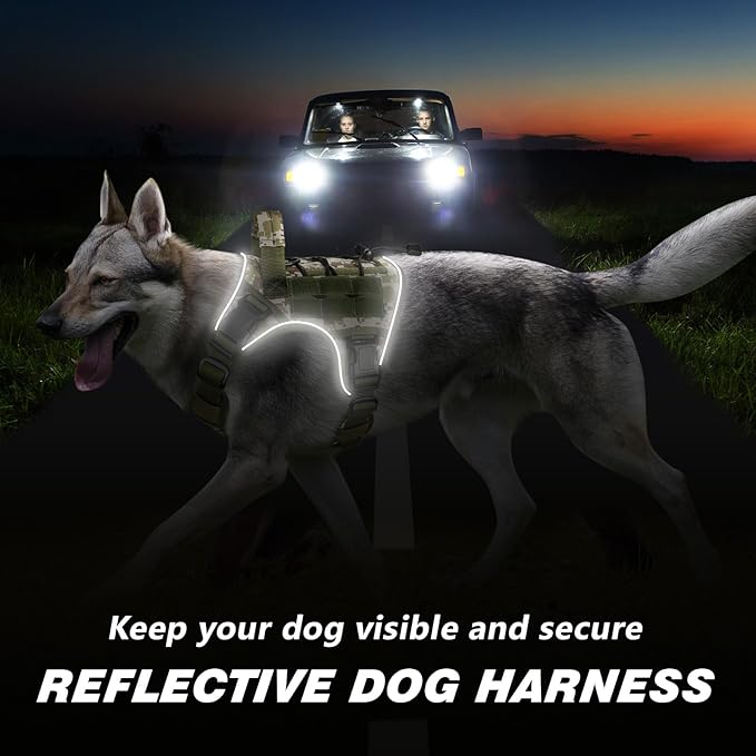 WINGOIN Tactical Dog Harness for Small Dogs, Heavy Duty No Pull Harness with Handle, Adjustable Reflective Military K9 Pet Vest for French Bulldog, Pug, Walking, Hunting, Green Camo (S)