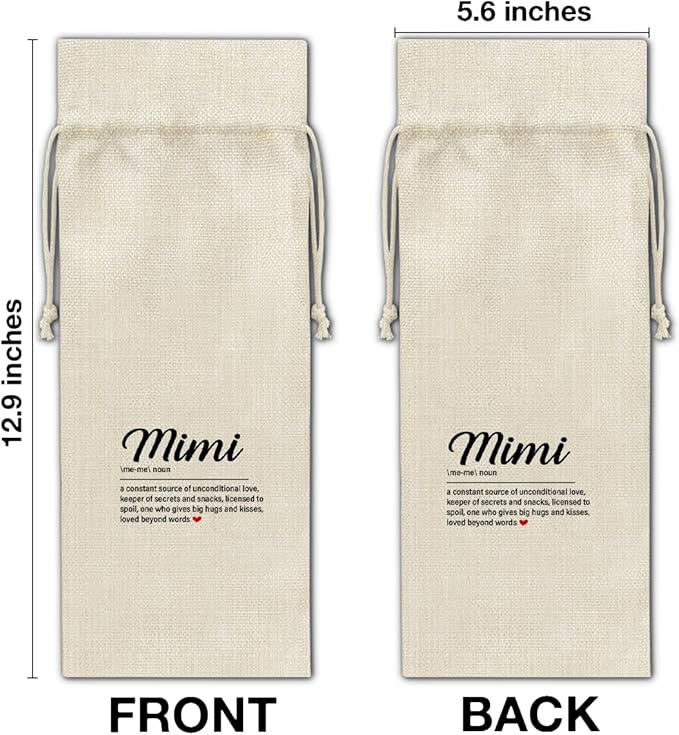 Mimi Gifts Wine Bag Mimi Gifts for Grandma Birthday Mother's Day Mimi Definition Wine Gift Bag