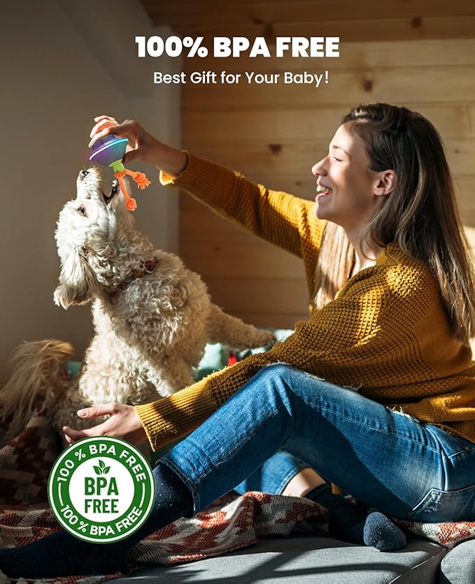 Interactive Dog Toys, Automatic Moving and Rolling Dogs Ball with Rope, Motion-Activated Wicked Ball with Voice Recording for Small Medium Pup, Stimulation Toy for Boredom Relief Blue