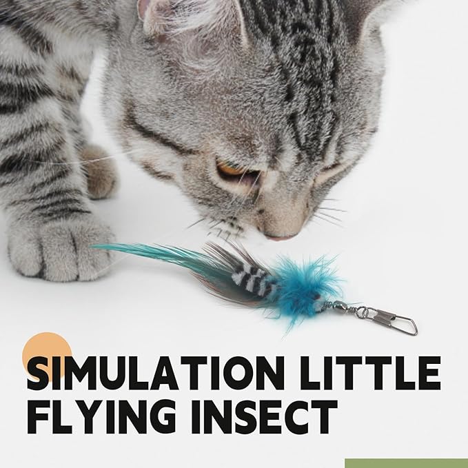 SONGWAY Cat Feather Toy Refills - 12 Pieces Insect Cat Toys with Feather, Teaser Wand Replacement, Interactive Toys for Indoor Cats