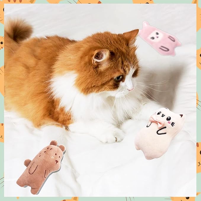 Cat Toys for Indoor Cats Kittens Interactive Pillow Catnip Toys with Bell Bite Toy 6 Pcs