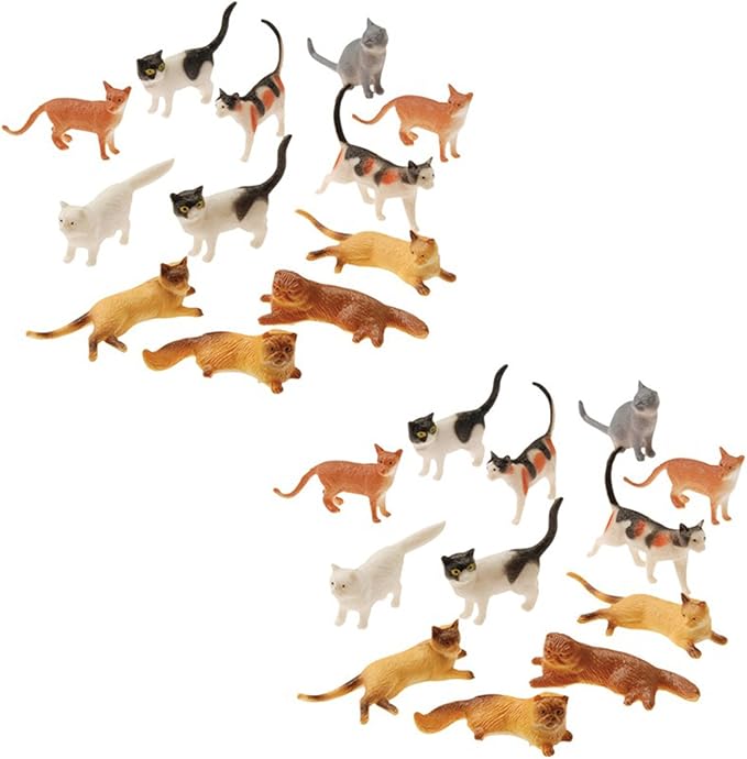 ust Plastic Cat Figures 24 Count - 2 Assorted Styles - 2 Packs of 12 Each