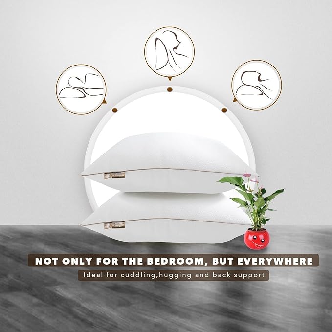 Premium 2-Pack Sleeping Pillow, Bed Pillow, Super Soft Down Alternative with Washable Covers, Microfiber Filling, Set of 2 (White, Queen)