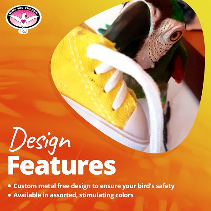 Super Bird Creations SB50011 Sneaker Bird Toy - Durable Safe Chew Toy - Ideal for Cockatiels Parakeets Parrots Small to Large Birds - Vibrant, Assorted Colors 3" x1-1/2 x 1-3/8" (24 Pack)
