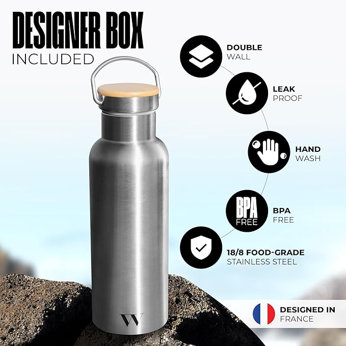 Insulated Water Bottle 16oz | Stainless Steel Water Bottle | Insulated Water Bottles | Travel Water Bottle | Metal Water Bottle | BPA-Free | Reusable Water Bottle 500 ml | Perfect for School