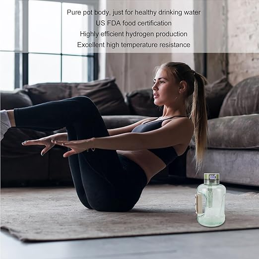 Hydrogen Water Bottle, Portable Leakproof Hydrogen Rich Water Generator, Rechargeable Sports Kettle for Family Fitness Office Travel Daily, 1.5L (Light Green)