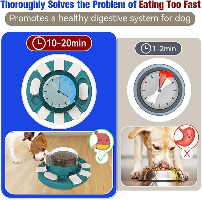 KADTC Dog Puzzle Toy Level 2 in 1 for Small/Medium/Large Dogs Treat Puzzles Slow Feeder/w Button Keep Them Busy Enrichment Toys Food Dispenser Puppy Brain Stimulating Mental Stimulation Mind Games