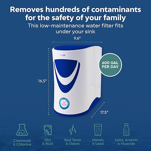 AMI Direct Flow Tankless RO Under-Sink Reverse Osmosis Water Filter System, 600 Gallons Per Day