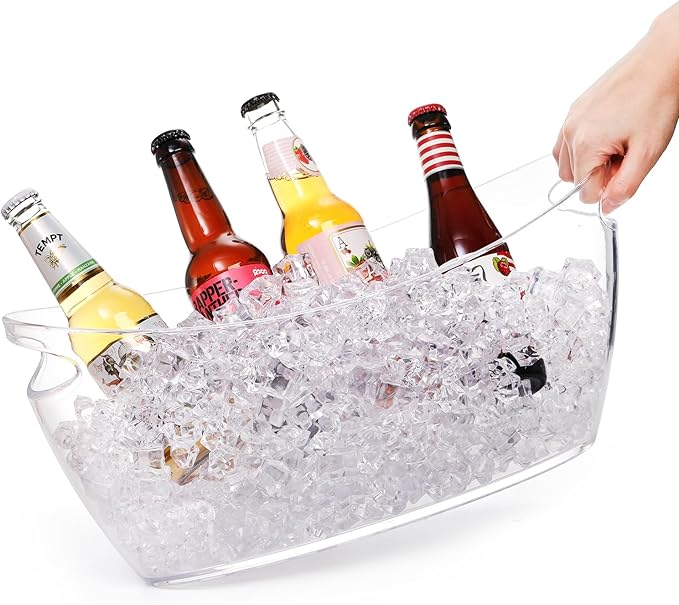 Ice Bucket for Parties, Clear Acrylic Champagne Bucket with Handle, 6 Liter Beverage Ice Tub, Wine Beer Drink Buckets for Mimosa Bar, Cocktail Beer Bottle