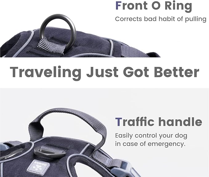 Pawaii No Pull Dog Harness with Pet ID Tag,Reflective Strips No Choke Front O Ring Breathable Mesh Adjustable Soft Padded Pet Vest with Easy Control Handle for Small Dogs