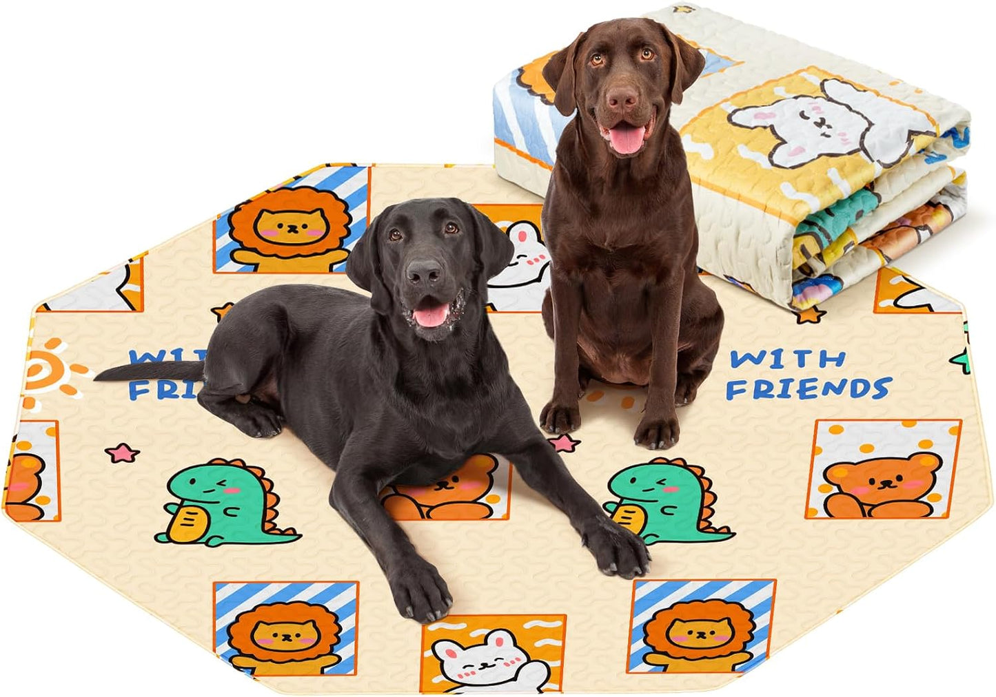 PJYuCien Reusable Pee Pads for Dogs, 24'' Per Side 62'' Diagonal Octagonal Washable Puppy Pads, Designed for 24'' Width 8 Panels with All Height Playpen,Couch, Crate, Bed, Sofa