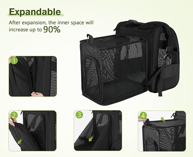 Pecute Cat Carrier Backpacks, Expandable Cat Backpack with Breathable Mesh, Pet Carrier Backpack for Cats Small Dogs Puppies Up to 18 Lbs, Dog Carrier Backpack Great for Travel Hiking Camping Outdoor