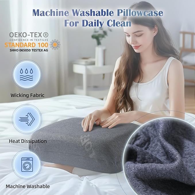 Lofe Adjustable Memory Foam Pillow - Combined Thin Pillow to Adjust Softness/Support, 10 Heights of Adjustable Pillow for Neck Pain Relief, CertiPUR-US Memory Foam Pillow for Stomach/Side/Back Sleeper