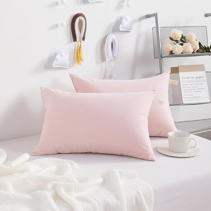 NTBAY Toddler Pillows, Down Alternative 13"x18" Pillows, Machine Washable - Soft and Breathable Travel Small Pillows for Sleeping, Ideal for Daycare, Crib, Cot, Pink