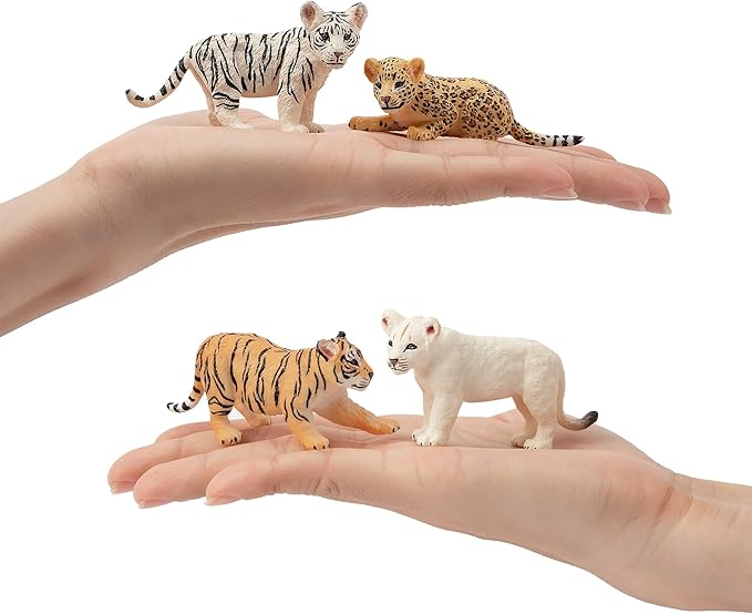 Toymany 12 Safari Animal Figurines, High Emulational Baby Plastic Zoo Animals, Lions Tigers Leopards Figure Toy Set, Easter Eggs Cake Toppers Christmas Birthday Gift for Kids Toddlers