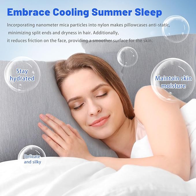 Cooling Pillow Cases for Hot Sleepers - Double Side Arc-Chill Q-Max>0.5 Cooling Fiber Cool Pillow Cases 2 Pack - Breathable Soft Cold Pillow Cases with Hidden Zipper (Dark Grey, 20" x 30")