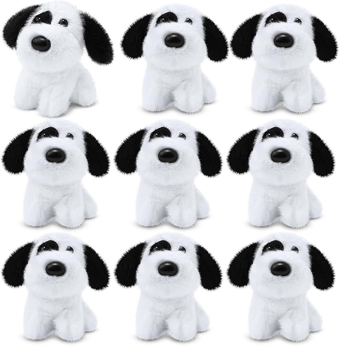 Sumind 9 Pcs 4" 5" Mini Plush Stuffed Dog Party Favor Small Puppy Stuffed Animal Bulk Soft Toy Doll Cute for Kids Gift Graduation Stocking Stuffers Baby Shower Birthday(Cute Dalmatian)