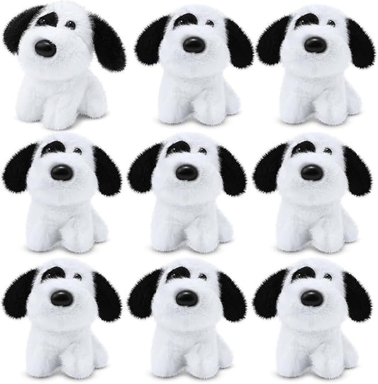 Sumind 9 Pcs 4" 5" Mini Plush Stuffed Dog Party Favor Small Puppy Stuffed Animal Bulk Soft Toy Doll Cute for Kids Gift Graduation Stocking Stuffers Baby Shower Birthday(Cute Dalmatian)