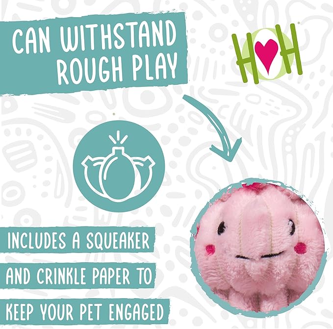 HuggleHounds X-Brace Squeaky Dog Toy - Interactive Dog Toys for Medium & Large Pets to Keep Them Busy, Pet Supplies, Soft & Cute Puppy Plush with Squeak, Tough Plushy - Kiki Axolotl, Small